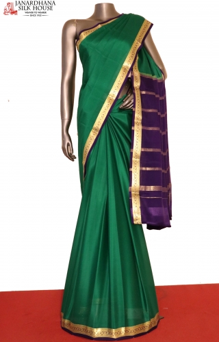 Contrast Classic Pure Mysore Crepe Silk Saree